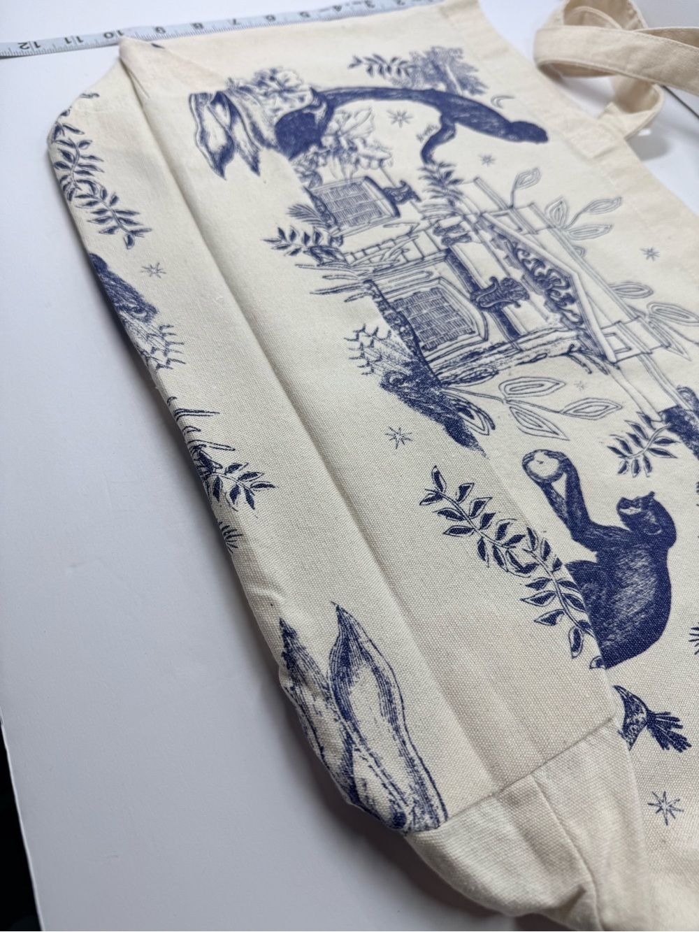 Sezane Maia Bunge Tote Blue Jungle Paradiso Print canvas tote bag. - Picture 6 of 9